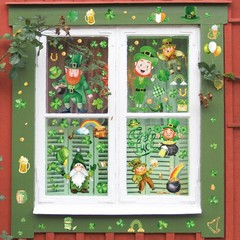 336 PCS St Patricks Day Window Clings, 9 Sheets Patrick’s 9 inches, Green