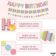 , Macaron Decorations Set – Pack of 18 | Happy Decorations | Pastel Happy Ban…