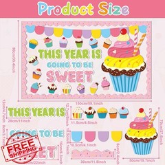 ZOIIWA Cupcake Birthday Bulletin Board Decorations