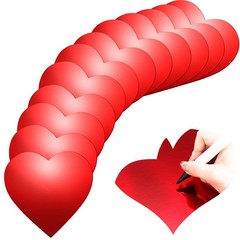 200 PCS 6 Inch Red Metallic Heart Paper Cutouts, Valentines Day, Die Cuts