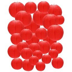 Asian Inspired Hanging Lamps – 48 Pcs Paper Lantern Decor