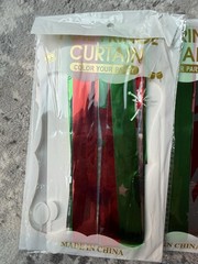 4- Star Pattern Foil Fringe Curtain Backdrop, Red & Green Party Decoration