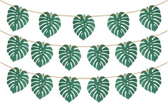 Pre-Strung Tropical Palm Leaf Garland 18FT – NO DIY 20PCS Monstera Leaf Banner f