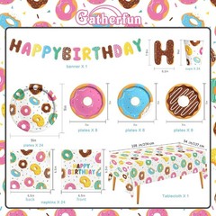 Donut Party Supplies Kit for 24 – Sweet 1st Birthday, Two Sweet and Donut Gro…