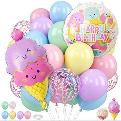 Pastel Colorful Balloons with Ice Cream Balloons,Macaron Pink Blue Purple Gre…