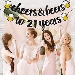 2pcs. 21st Birthday Decorations, «Cheers & Beers» & «to 21 years» Party Supplies