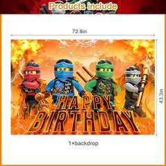 𝗡𝗶𝗻𝗷𝗮 Birthday Backdrop,𝗡𝗶𝗻𝗷𝗮 Poster for Cartoon Ninja Theme Party …