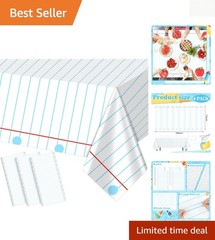Disposable 54×108 Lined Notebook Tablecloths Set for School Party Celebrations