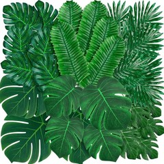 Palonu 110PCS Artificial Tropical Palm Leaves Monstera Decor