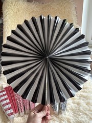 Hanging Paper Fans Party Set 11pcs Decoration for Birthday Wedding, 5 Red 6 BLK
