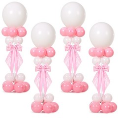 4 Sets Balloon Centerpieces for Tables Pink Bow Coquette Birthday Decor Inclu…