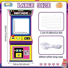 Fabric Large 72.8 x 35.4 Inch Arcade Game Photo Background Retro Video Gaming