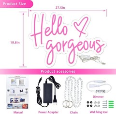 Hello Gorgeous LED Neon Sign Light for Party Drawing Room Wall Decor 27.5»