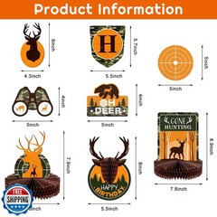 16 Pcs Hunting Birthday Party Decorations Camo Deer Hunting Birthday Decorati
