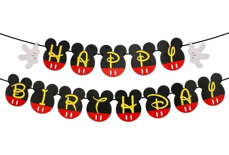 Mickey Mouse Cartoon Inspired Happy Brithday Banner Party Supplies Decorations