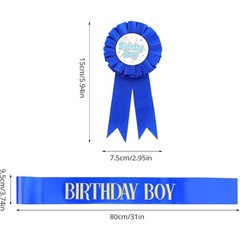 Birthday Boy Decorations Set – Includes Boy Sash, Award Ribbon Badge for