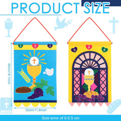 Oudain 2 Sets 12 x 18 Inch First Communion Banner Kit for Boys Girls Catholic Ch