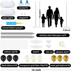Adjustable Black Gold Confetti Balloon Stand Set for Parties
