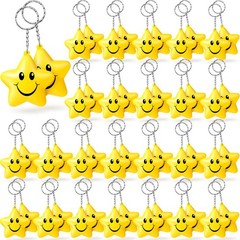 48 Pcs Star Stress Ball Keychains Bulk Party Favor, Smile Face Mini Foam Ball…