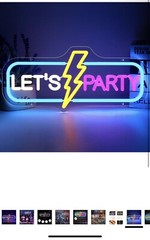 Lets Party Neon Sign, Dimmable Neon Lights Signs, 16.5 x 7.5 inch LED Signs