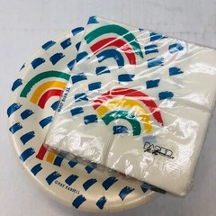 Vintage Birthday Party Supplies Rainbow Napkins & Plates Paper Art BIN J