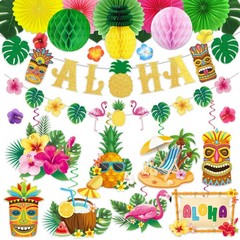 37 Pieces Hawaiian Aloha Party Decorations, Luau Tropical Theme Party Supplie…