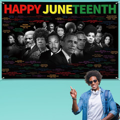 Juneteenth Decorations Happy Juneteenth Banner 72″ x 48″ African American Indepe