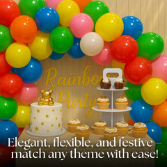 Rainbow 200 Pcs Assorted Latex Party Balloons – Multicolor Ideal for Birthday, A