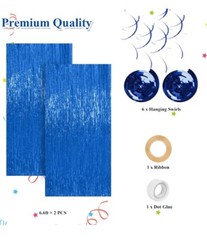 MCPINKY Birthday Party Decorations Dark Blue Gold Happy Birthday Banner Confe…