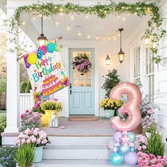 Happy Birthday House Flags 28×40 Double Sided Burlap Balloon Cake Toppers
