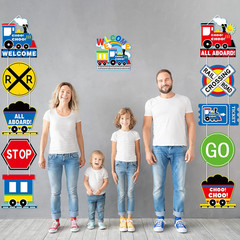 11 Pcs Train Birthday Decorations Train Party Supplies Hanging Railroad Crossing