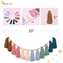DrCor Boho Rainbow Tassel Garland – Handmade Cotton Yarn Wall Hanging in Eart…