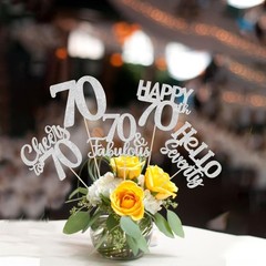 15 PCS 70th Birthday Centerpiece Sticks Silver Table Toppers Party Decor