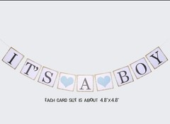 Baby shower boy elephant theme 48pcs decoration set baloons blue and grey
