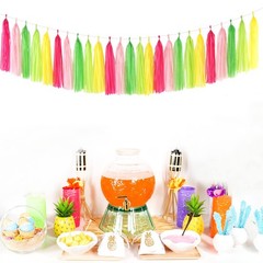 Hawaiian-Themed Pool Party-Decorations Tassel Garland – 25pcs Tropical Jungle…