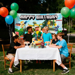 Minecraft Gamers 3D Cake Topper Kids Birthday Decorations PIXEL Game Cupcake Set