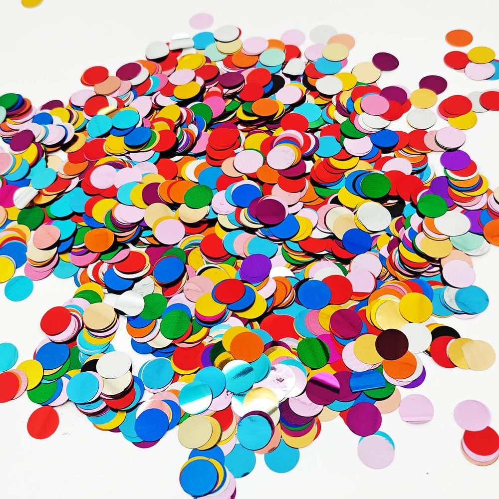 Multicolor Metallic Shiny Round Confetti 0.6 Inch Rainbow Sequin 3.52 oz
