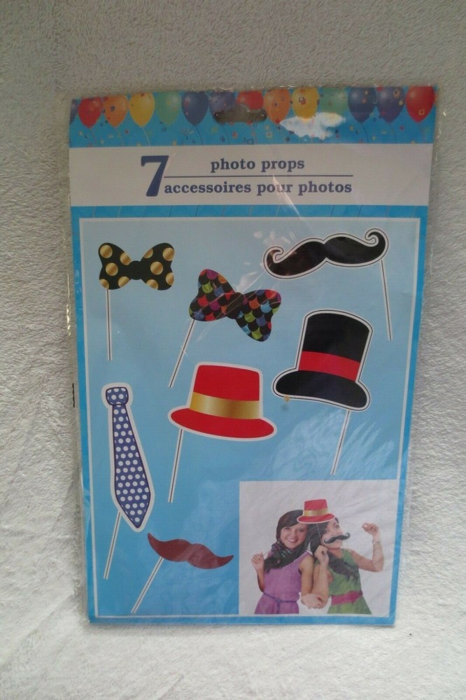 Photo Props 7 Pieces Accessories Mustache Hat Bow Cute New