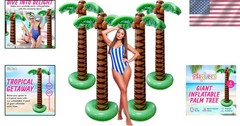 6FT Inflatable Palm Tree 4 Pack – Summer Luau Pool Party Blow Up