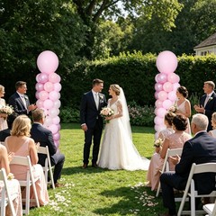 Pink and White Balloon Column Stand Kit of 2 with Balloons