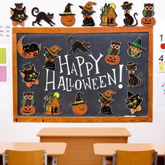 Halloween Cutouts Vintage Pumpkin Witch Cat Owl 40Pcs Paper Decorations Party De