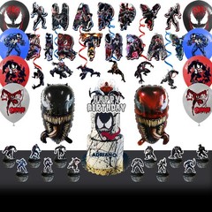 35 Pcs Venom Birthday Party Decorations Venom Balloons Banner Tablecloth Spiral
