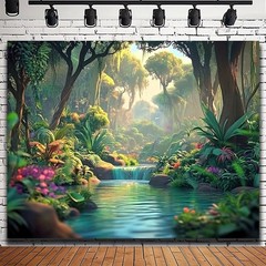 Tropical Rainforest Jungle Forest Backdrop Party Photo Background Banner Decor