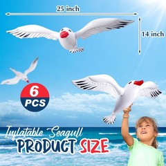 6 Pcs Large Inflatable Seagull Ornaments 24.41 x 13.78 Inch Summer Blow up Se…