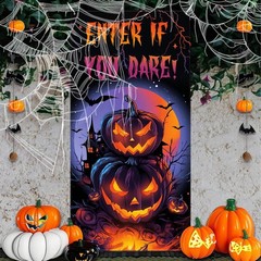 Halloween Door Cover Decorations Scary Pumpkin Door Banner