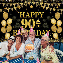 90Th Birthday Decorations for Women Men – Happy 90Th Birthday Banner Decorations