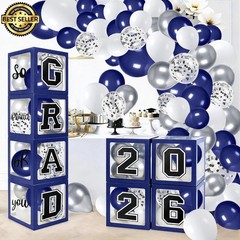 133PCS 2026 Graduation Decorations Blue Balloon Arch Kit 4 Boxes Class Of 2026