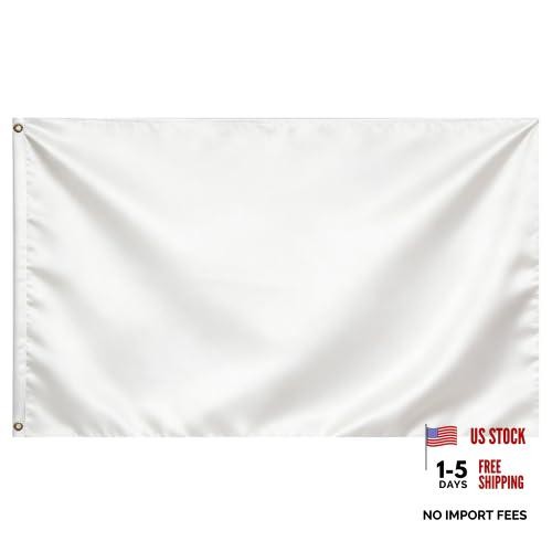 Flag 3×5 Ft – Polyester Lightweight Blank Flag Banner with 2 Brass 1 Pc White