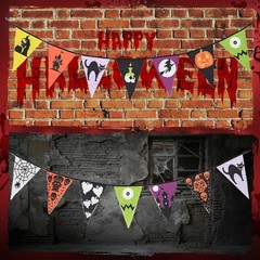 49 Inch Halloween Banners 2 Pcs Flags Haunted Mansion Pumpkin Ghost Signs Wal…