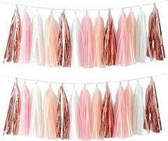 Rose Gold Peach White Pink Tassel Garland Banner 20 Pack Tassel Garland Party